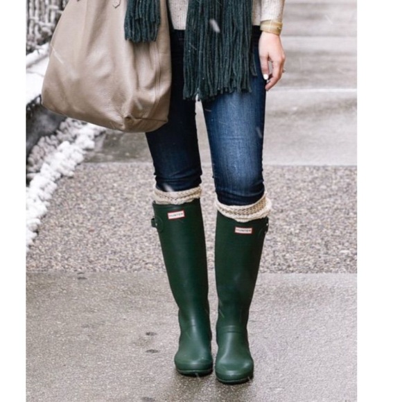Hunter Women's Dark Green Rain Boots - Picture 1 of 5